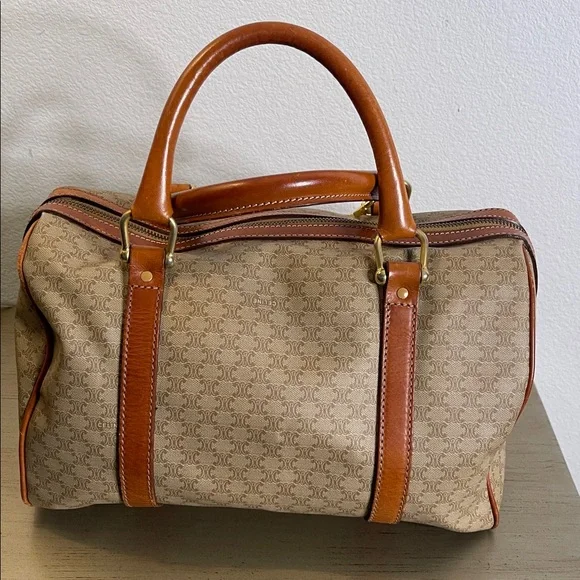 Celine Brown and Tan Monogram Boston Bag - Picture 2 of 13